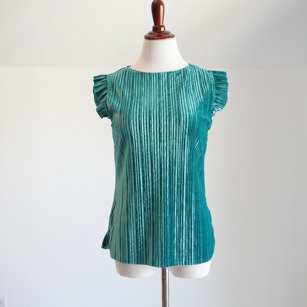 Worthington Shiny Green Blouse Medium